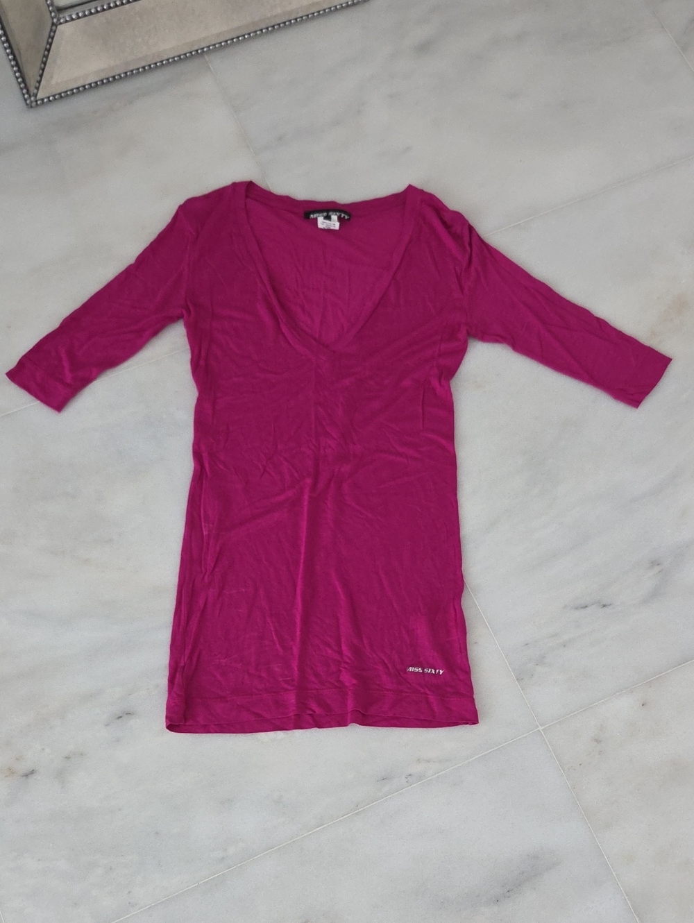 Miss Sixty Magenta V-Neck Tee. NWOT!